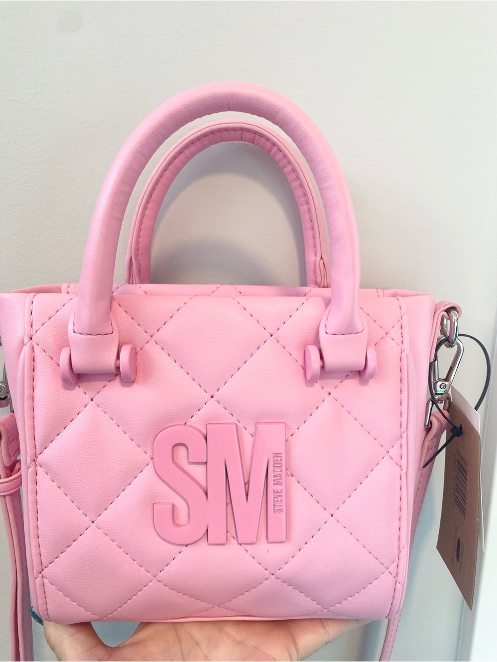 NWT Steve Madden Pink Quilted Mini Satchel